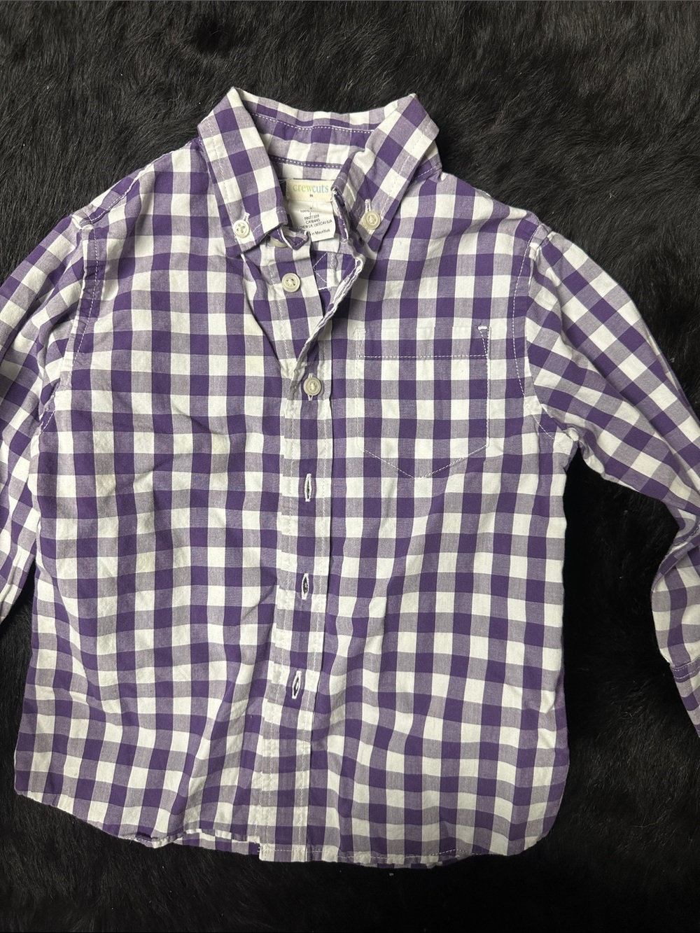 J. Crew Factory Purple and White Gingham Button-Down Shirt